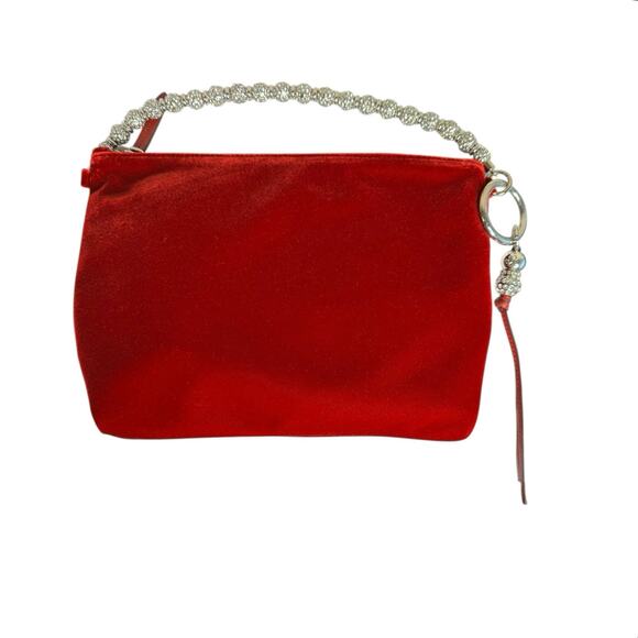 Jimmy Choo NWT Callie Velvet Clutch in Red and Silver - Picture 3 of 10